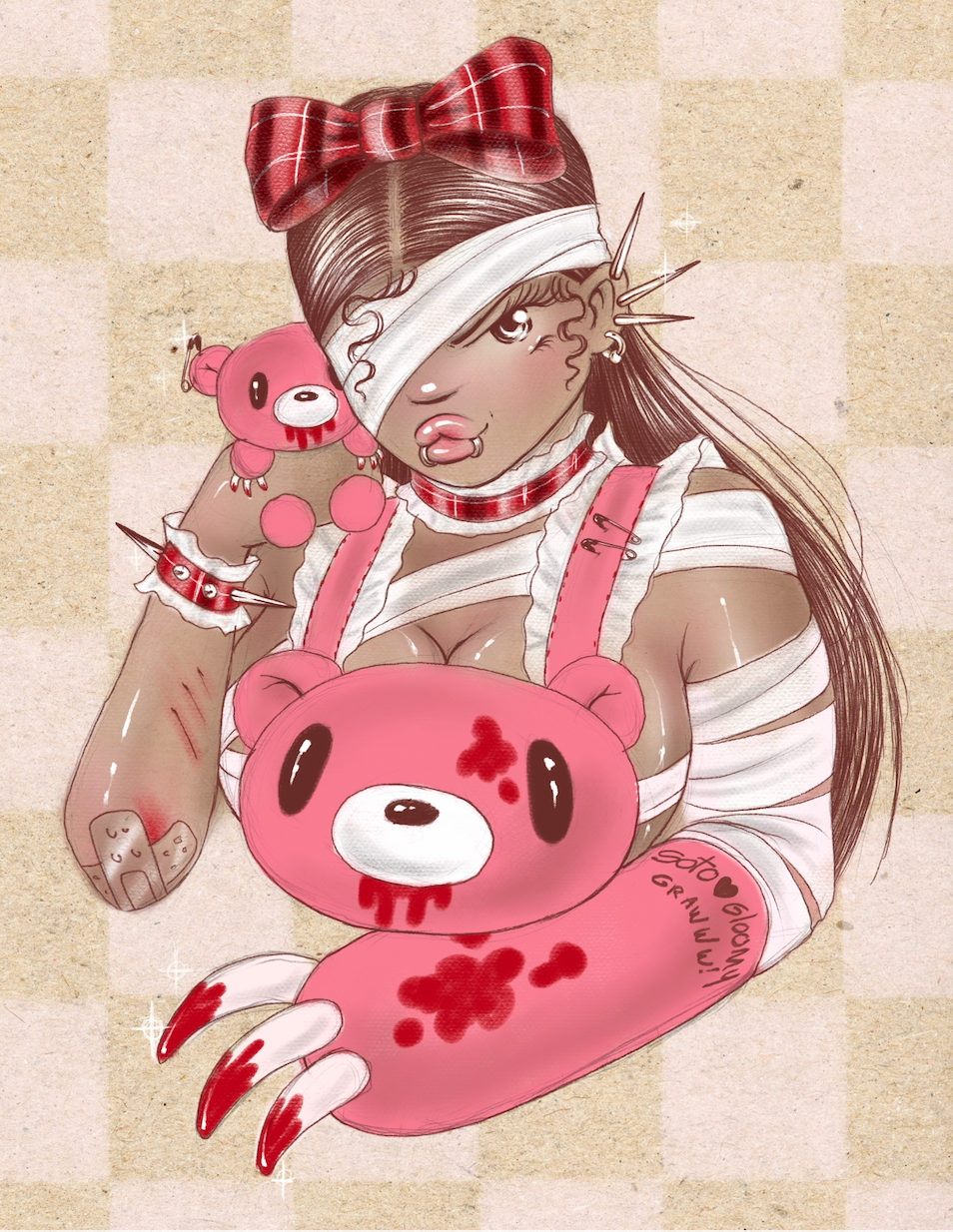 Manuela Soto Sosa - Plushie_x_Bandage - Framed Giclee - Gloomy Bear Exhibition