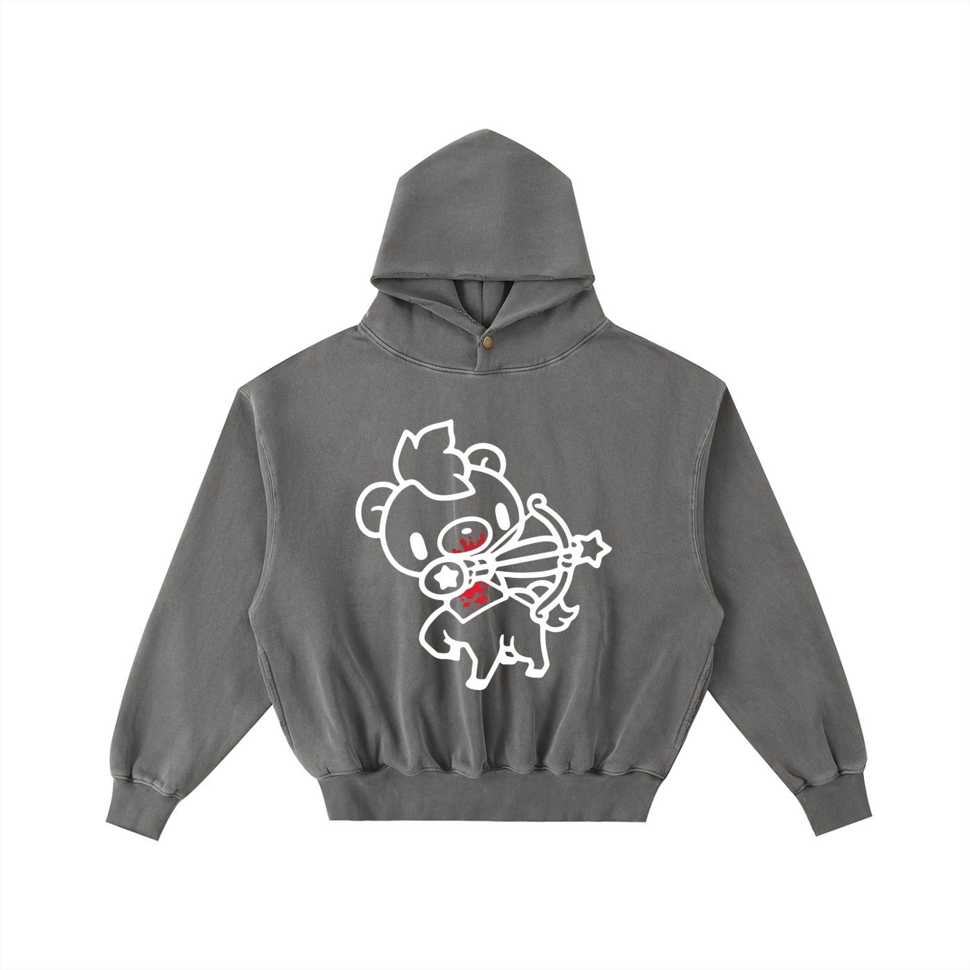 Frayed Enzyme Washed Fleece Hoodie
