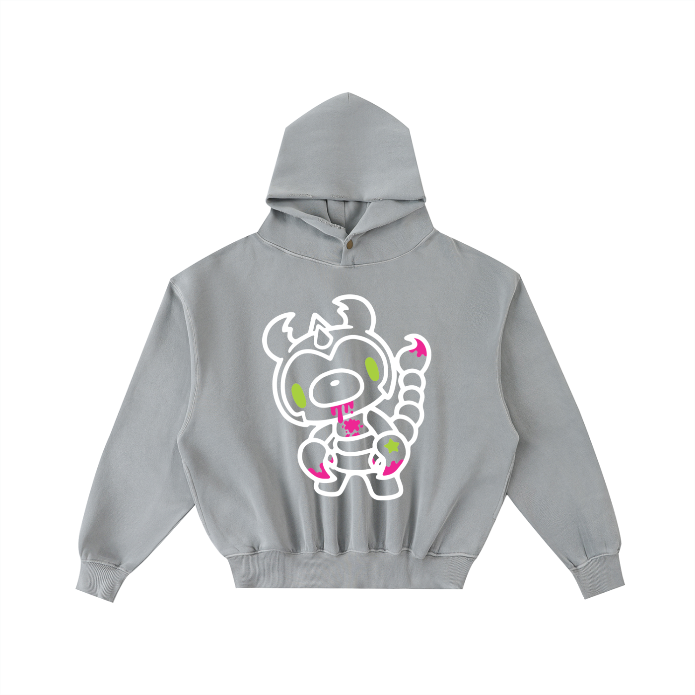 Frayed Enzyme Washed Fleece Hoodie