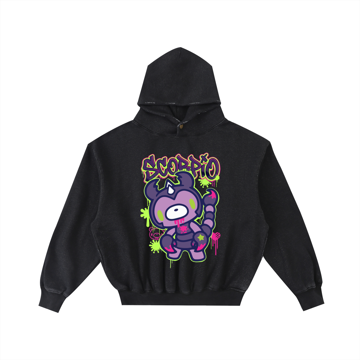 Gloomy Scorpio Frayed Enzyme Washed Fleece Hoodie