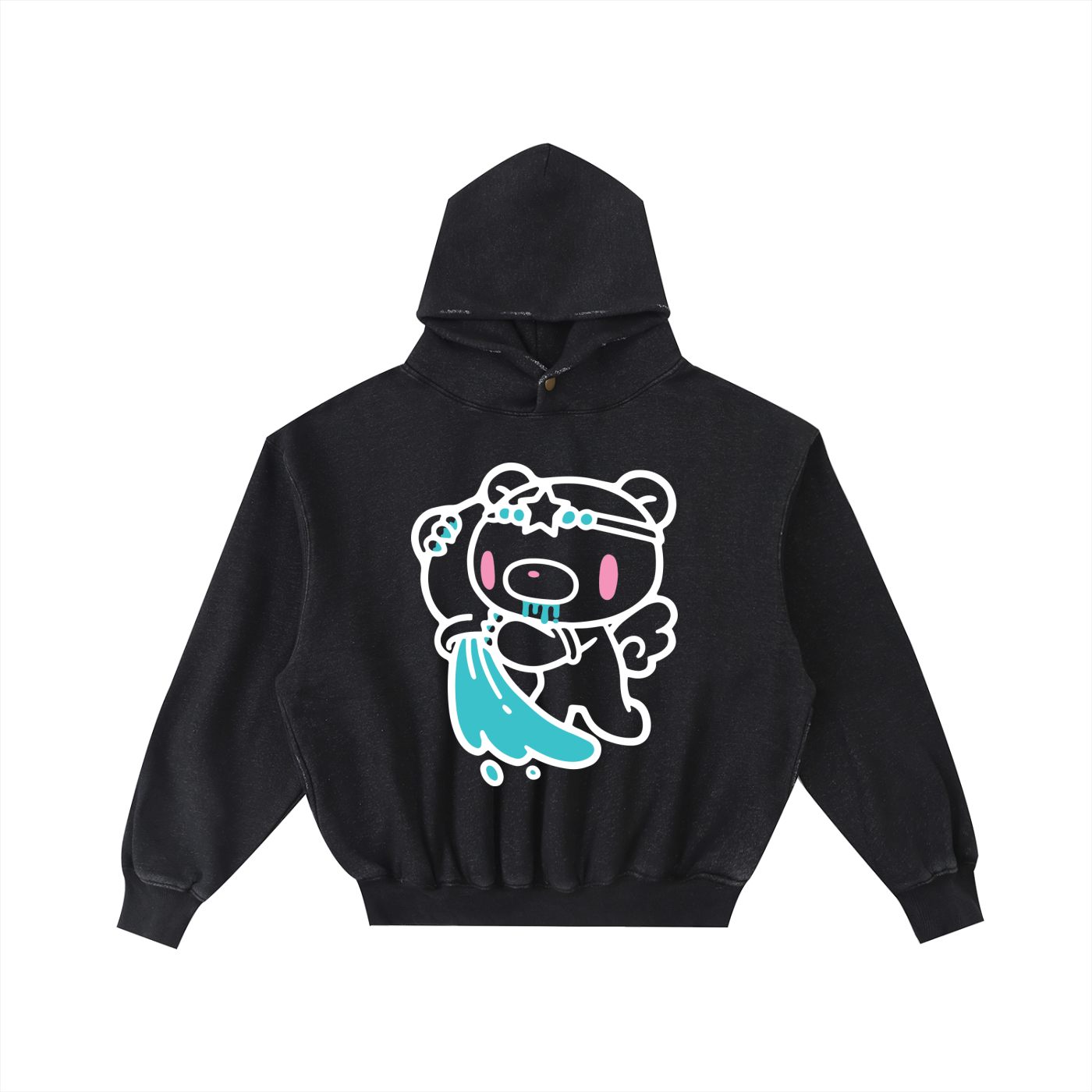 Frayed Enzyme Washed Fleece Hoodie
