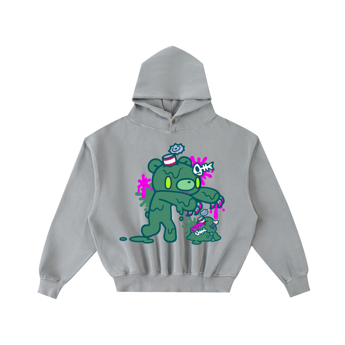 Frayed Enzyme Washed Fleece Hoodie