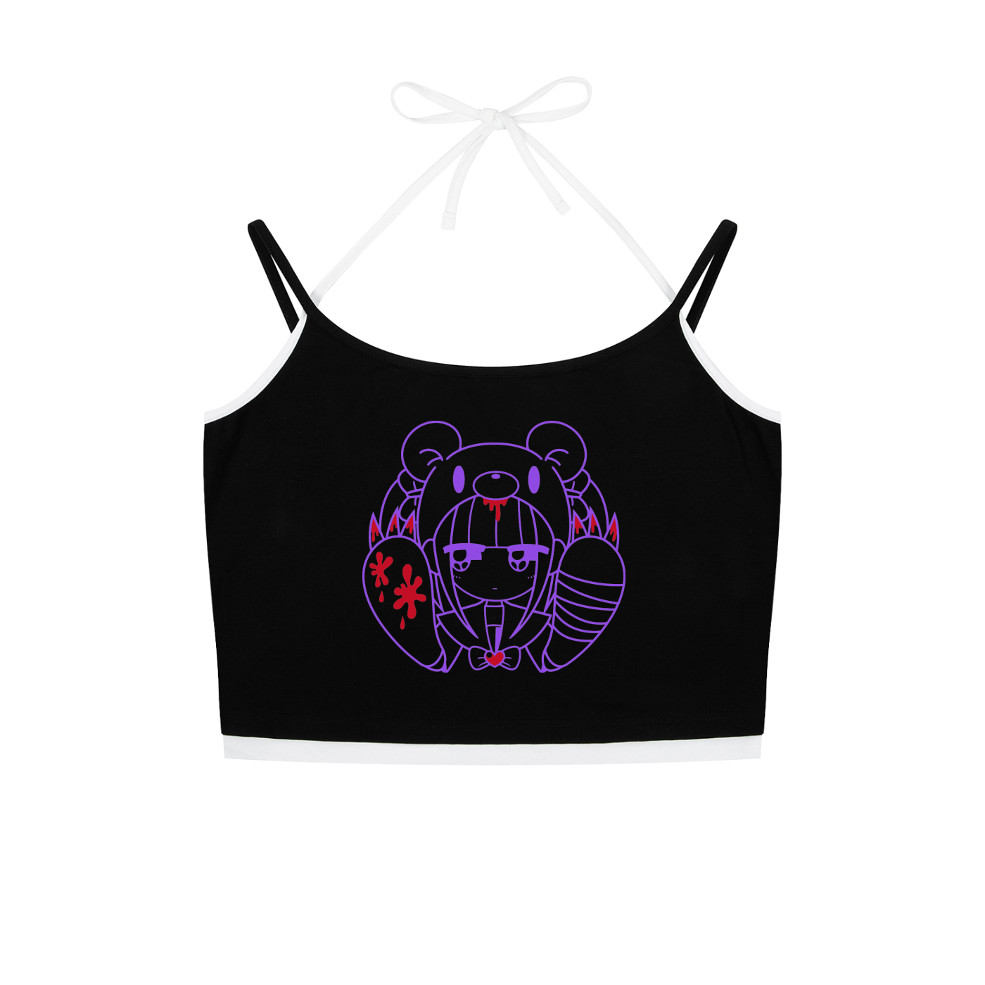 Menhera x Gloomy Contrast Binding Halter Tank Top