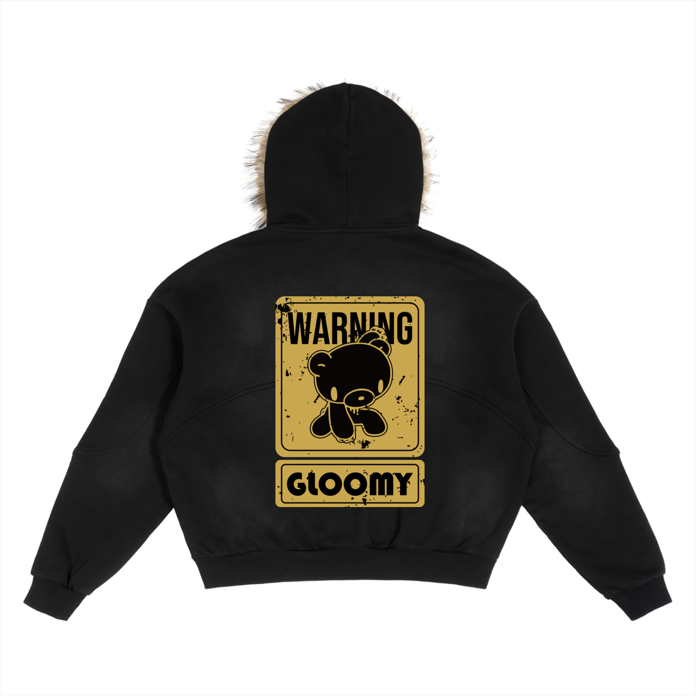 Warning Gloomy Detachable Fur Hoodie
