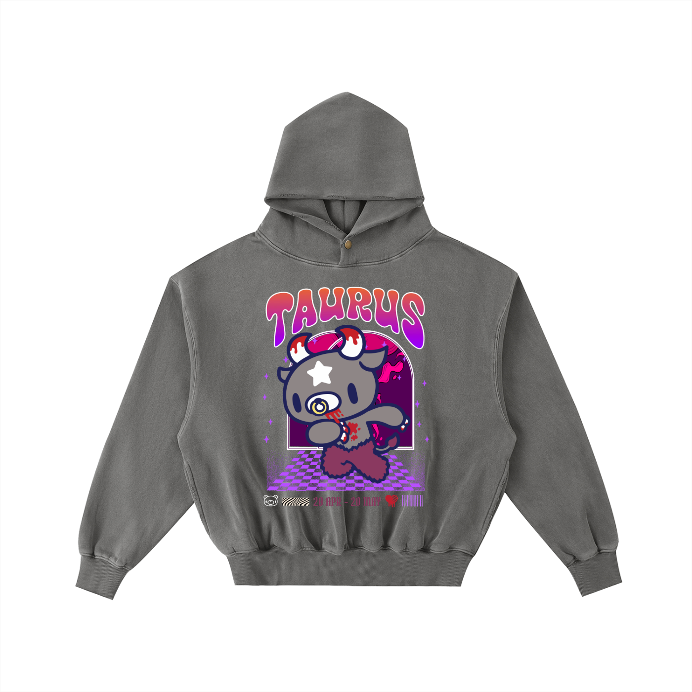 Frayed Enzyme Washed Fleece Hoodie