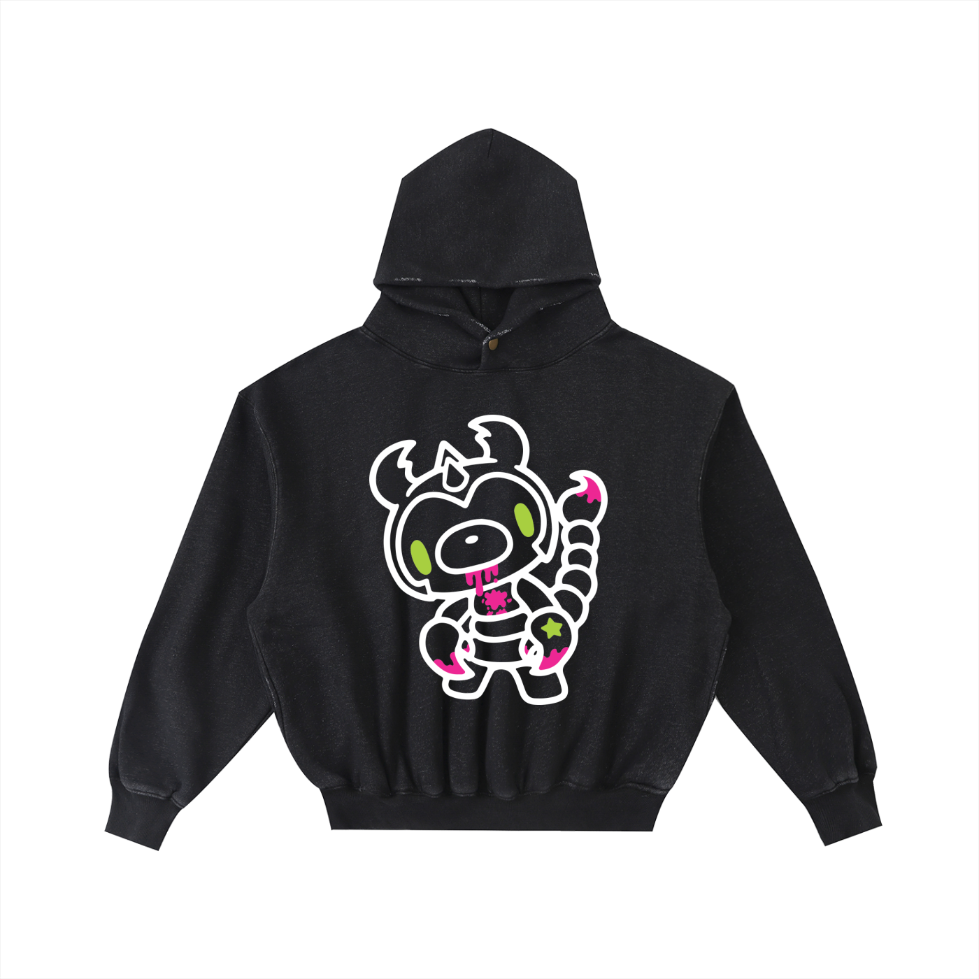 Frayed Enzyme Washed Fleece Hoodie
