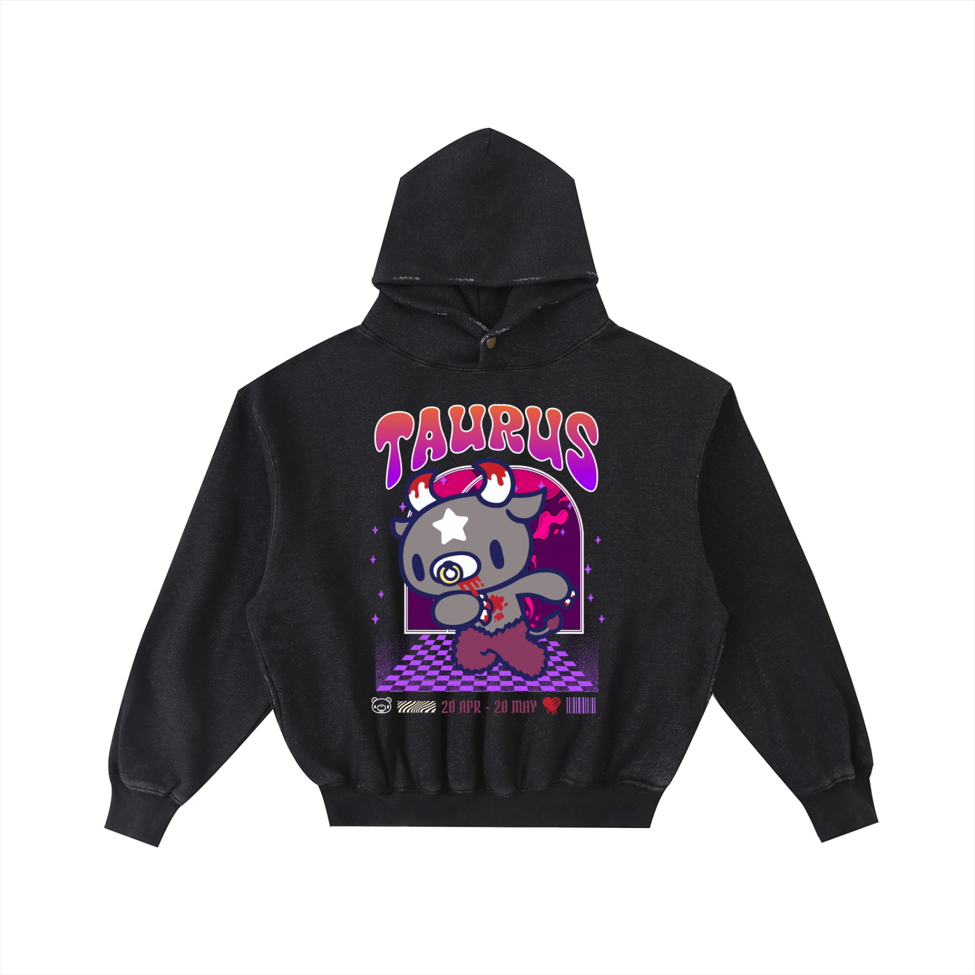 Frayed Enzyme Washed Fleece Hoodie