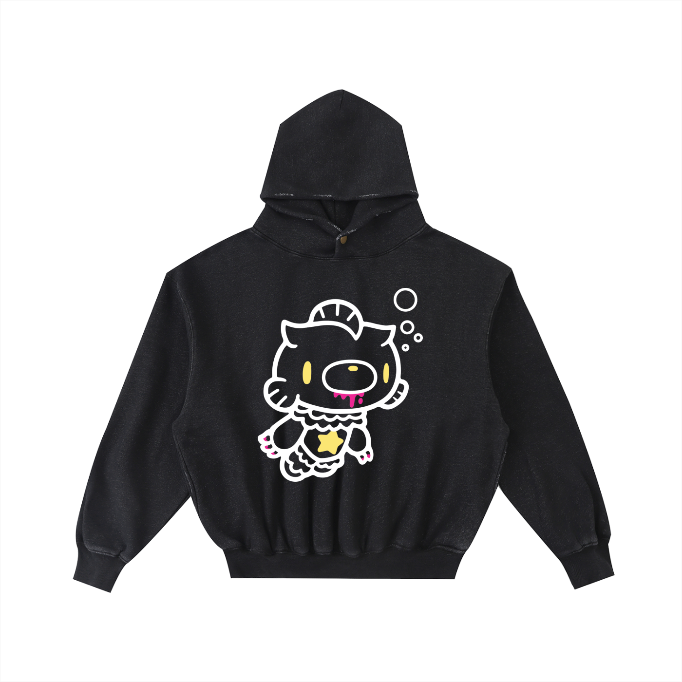 Frayed Enzyme Washed Fleece Hoodie