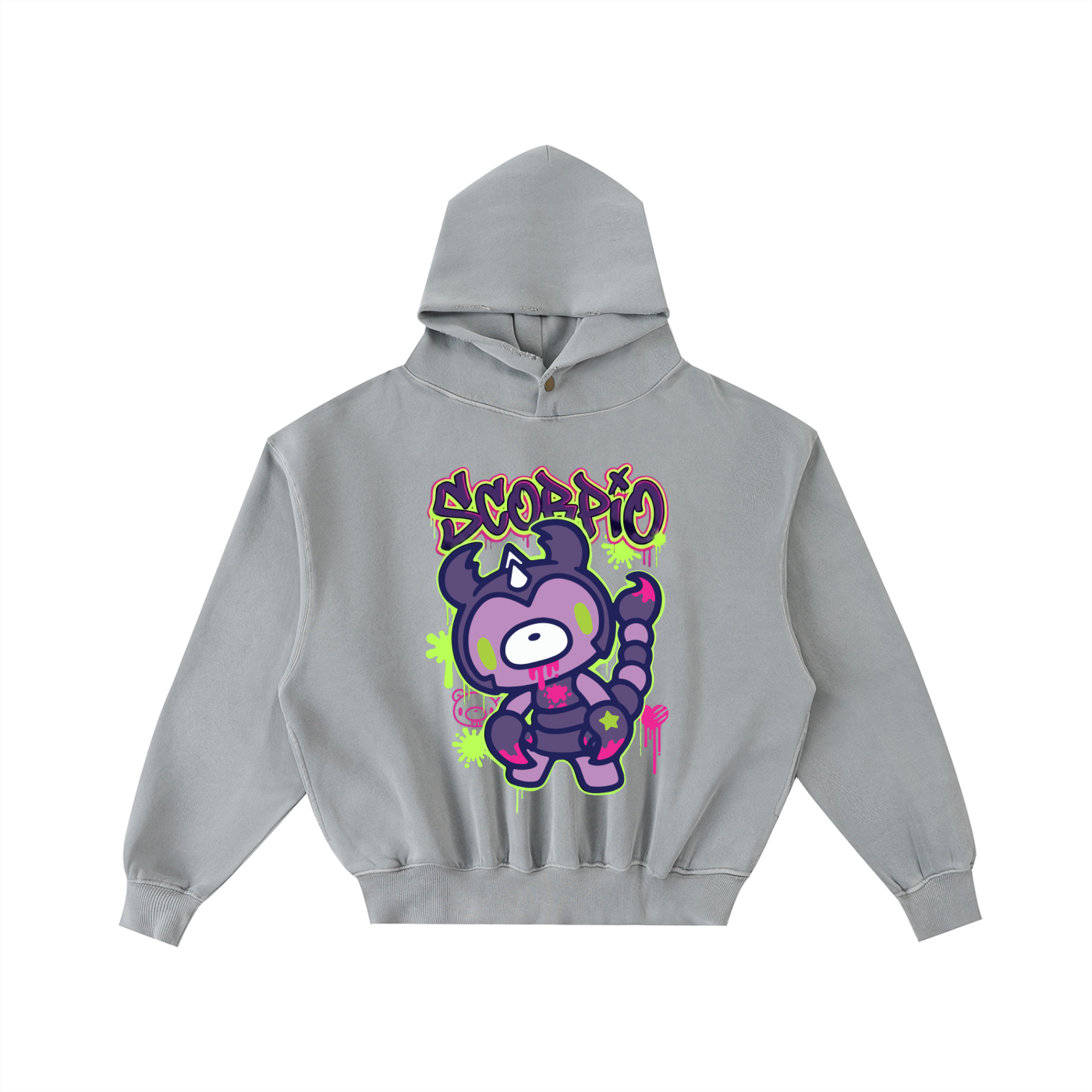 Frayed Enzyme Washed Fleece Hoodie