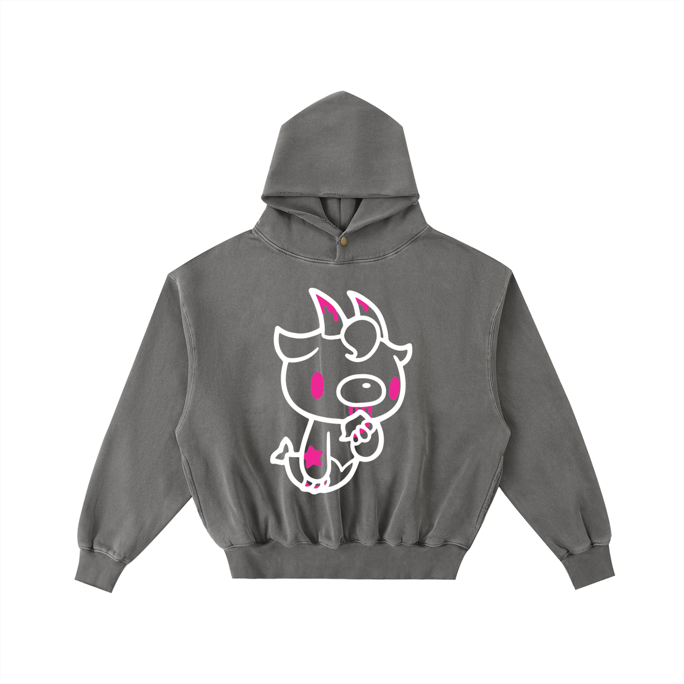 Frayed Enzyme Washed Fleece Hoodie