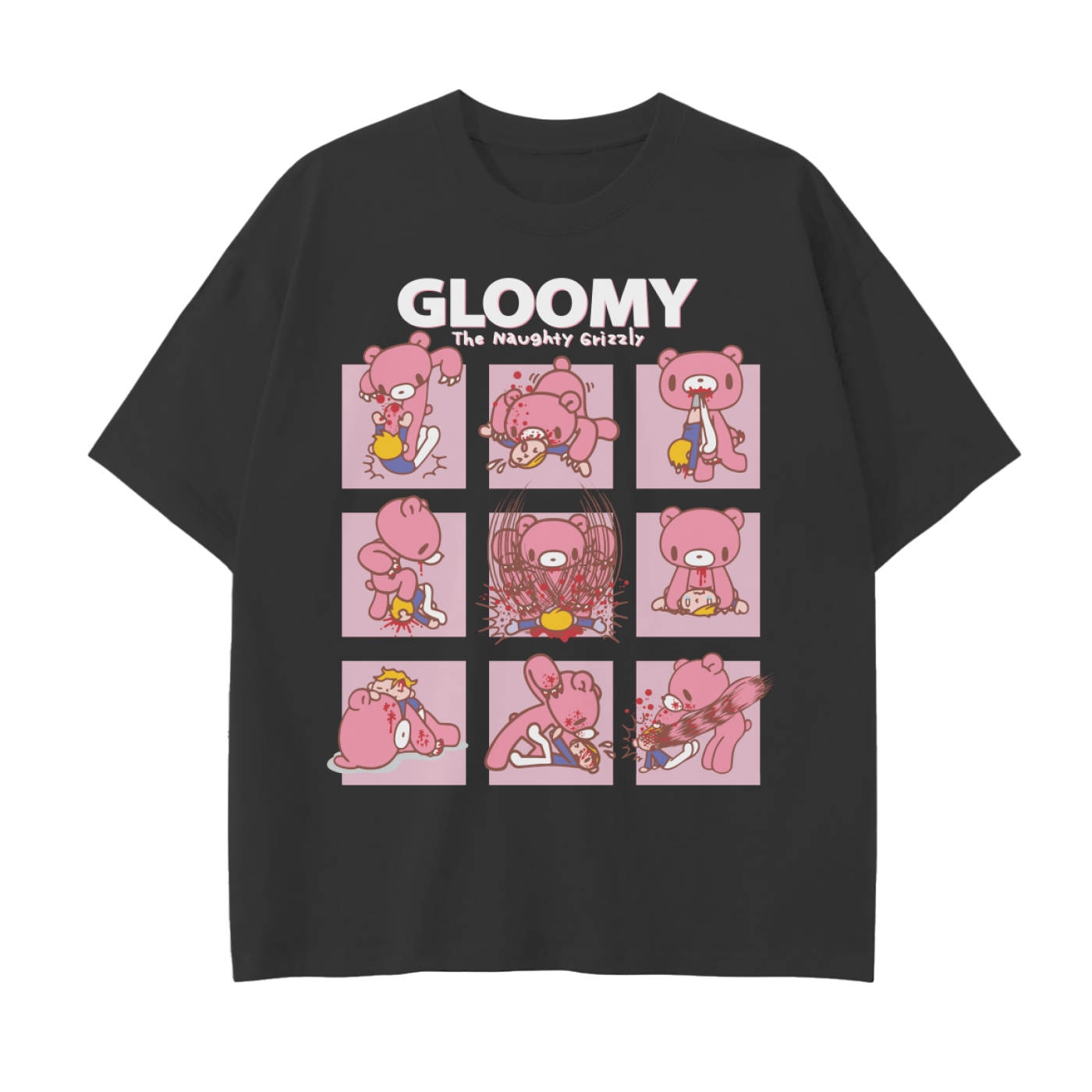 Gloomy Bear Squares Drop Shoulder Cotton T-Shirt