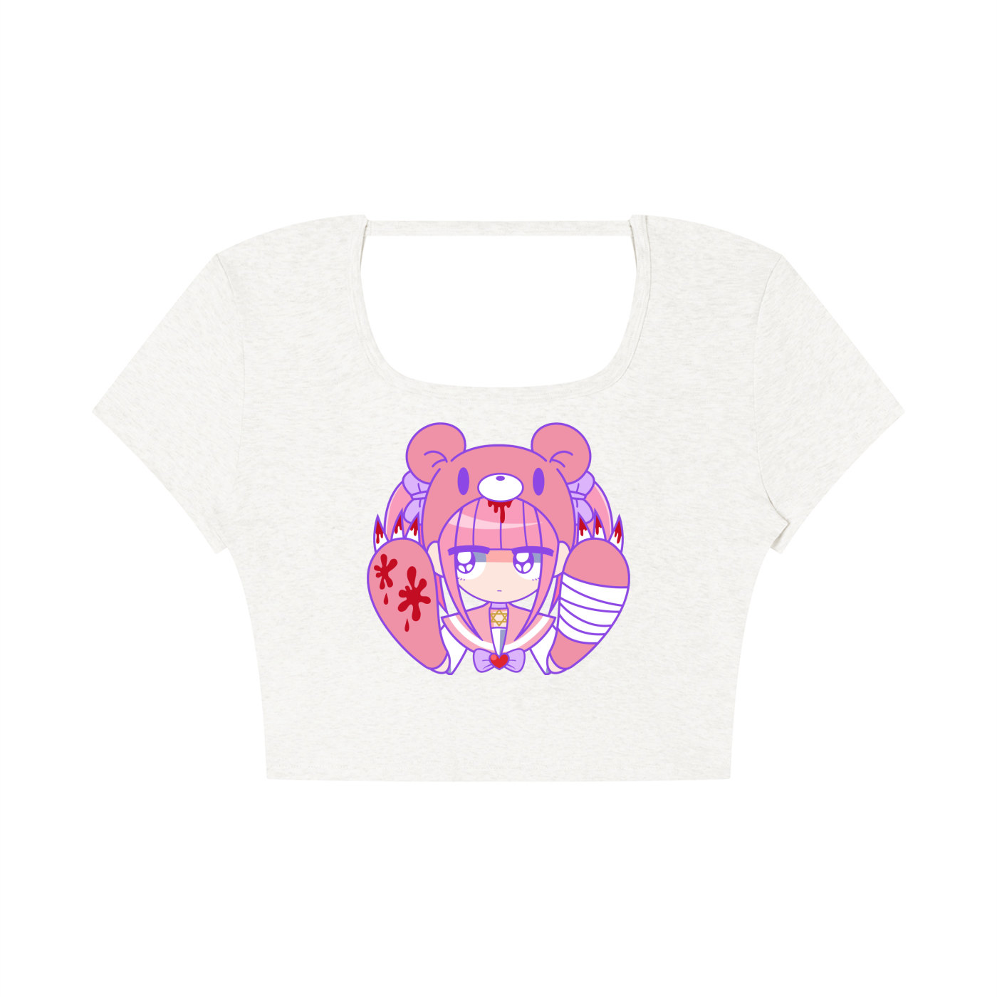 Menhera x Gloomy Square Neck Crop T-Shirt
