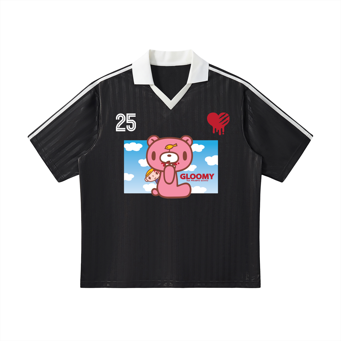 Gloomy Bear 25 Contrast Collar Striped Soccer Jersey