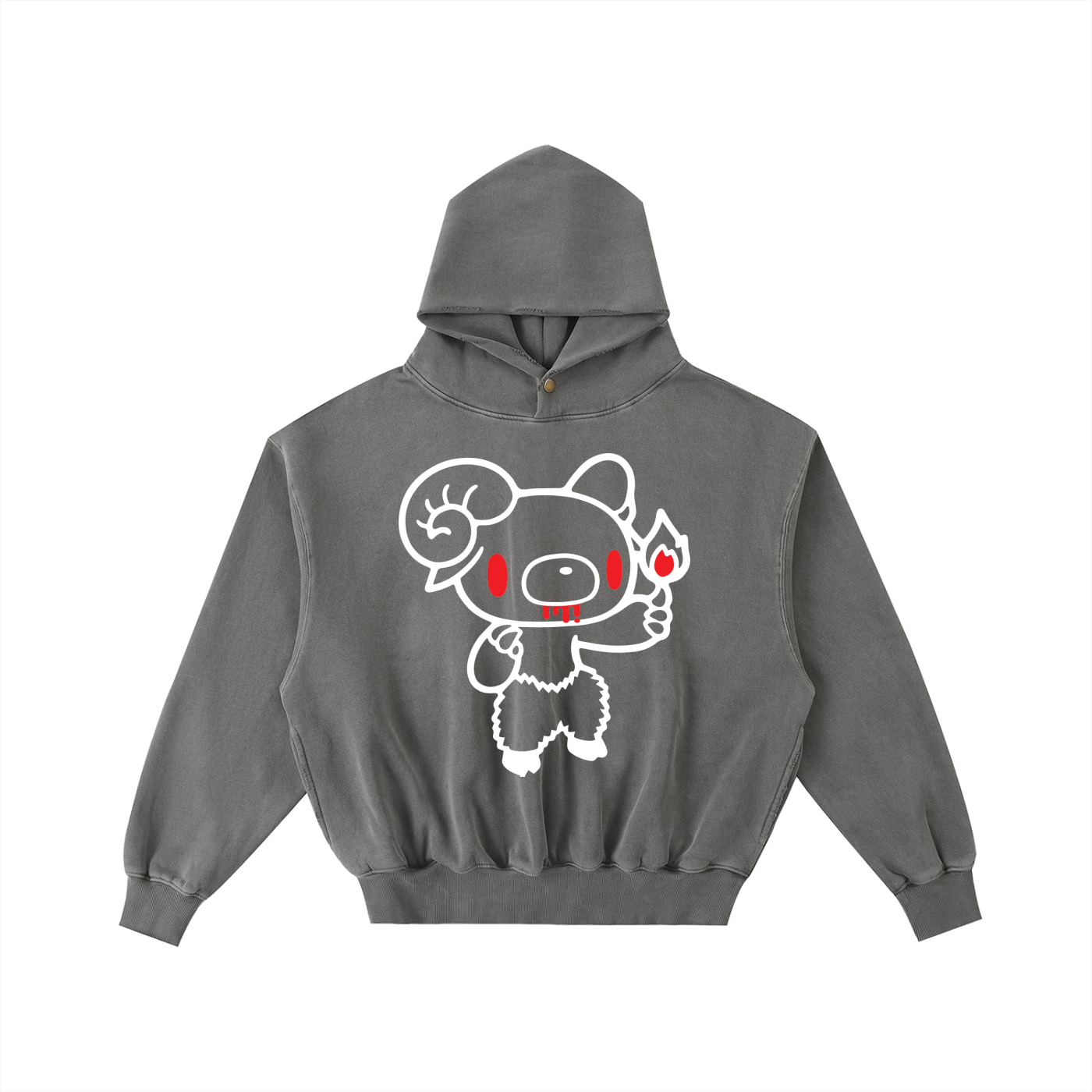 Frayed Enzyme Washed Fleece Hoodie