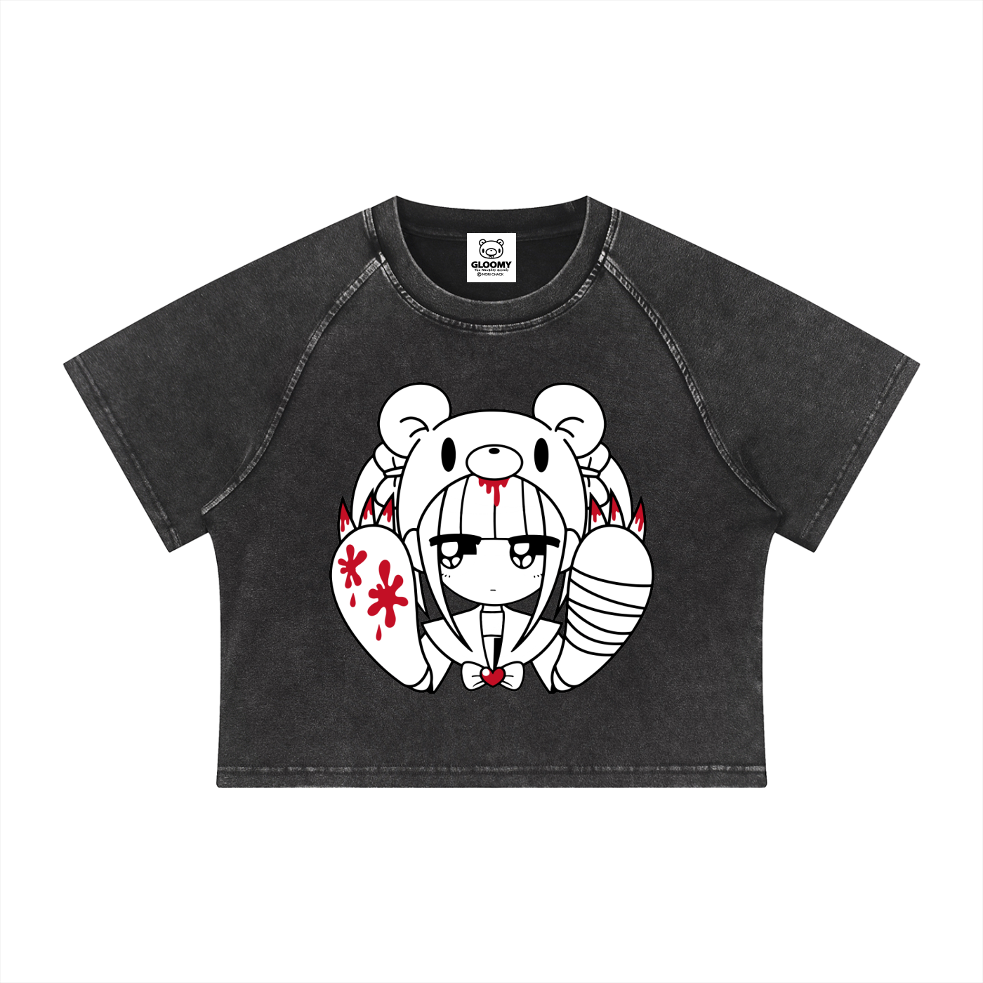 Menhera x Gloomy Mineral Wash Raglan Crop T-Shirt