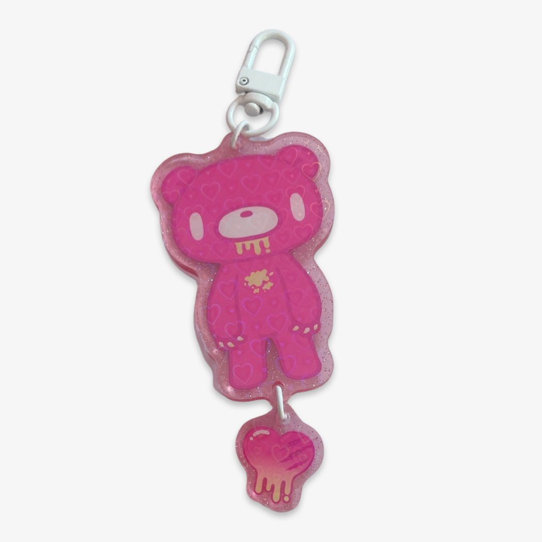 Neon Pink Gloomy Bear Tiered Acrylic Keychain