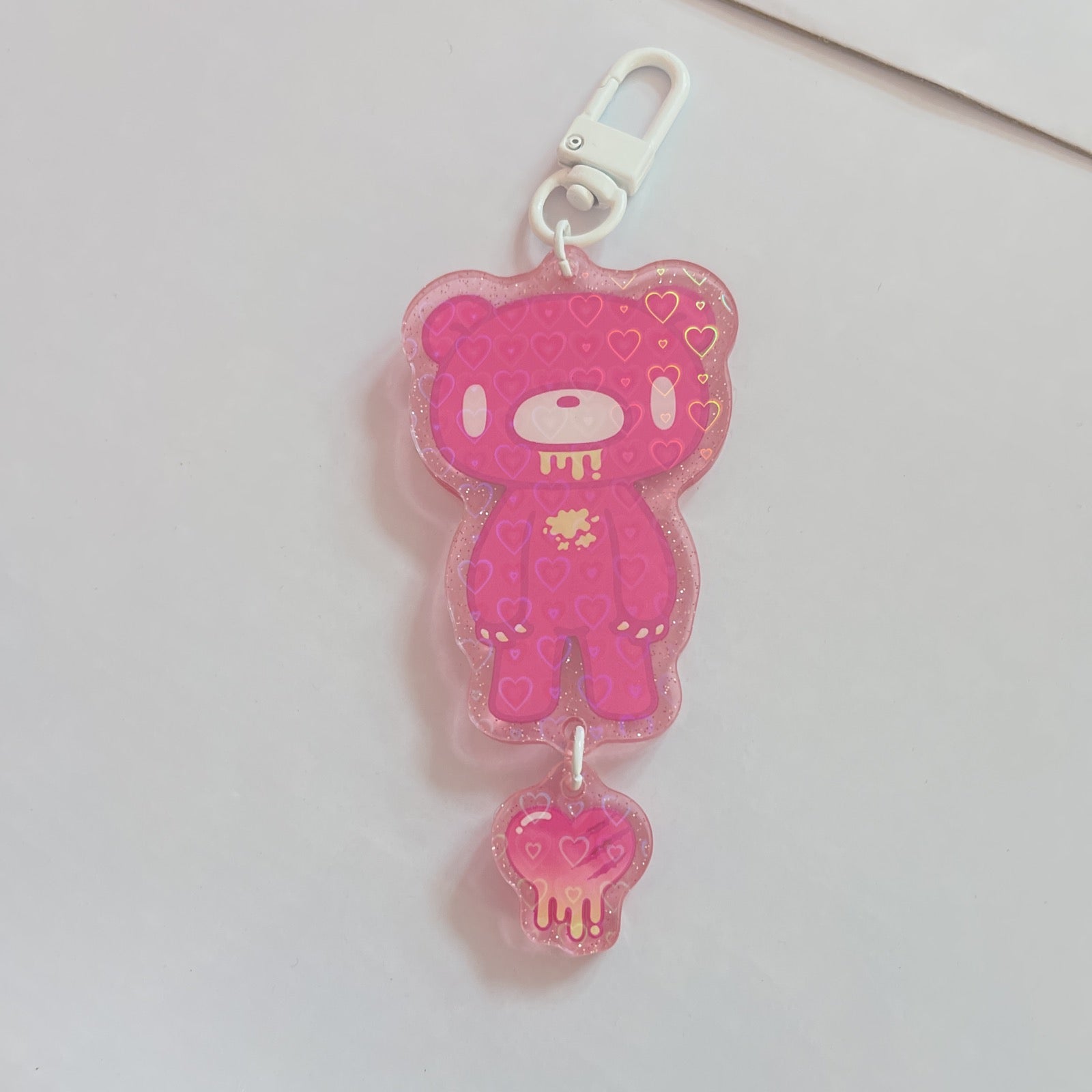 Neon Pink Gloomy Bear Tiered Acrylic Keychain