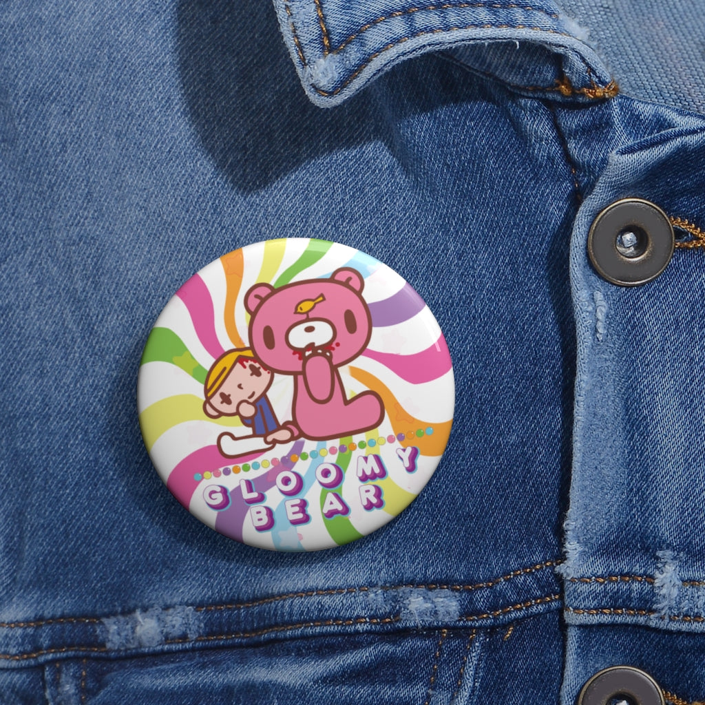 Rainbow Swirl Gloomy Bear - Pinback Button