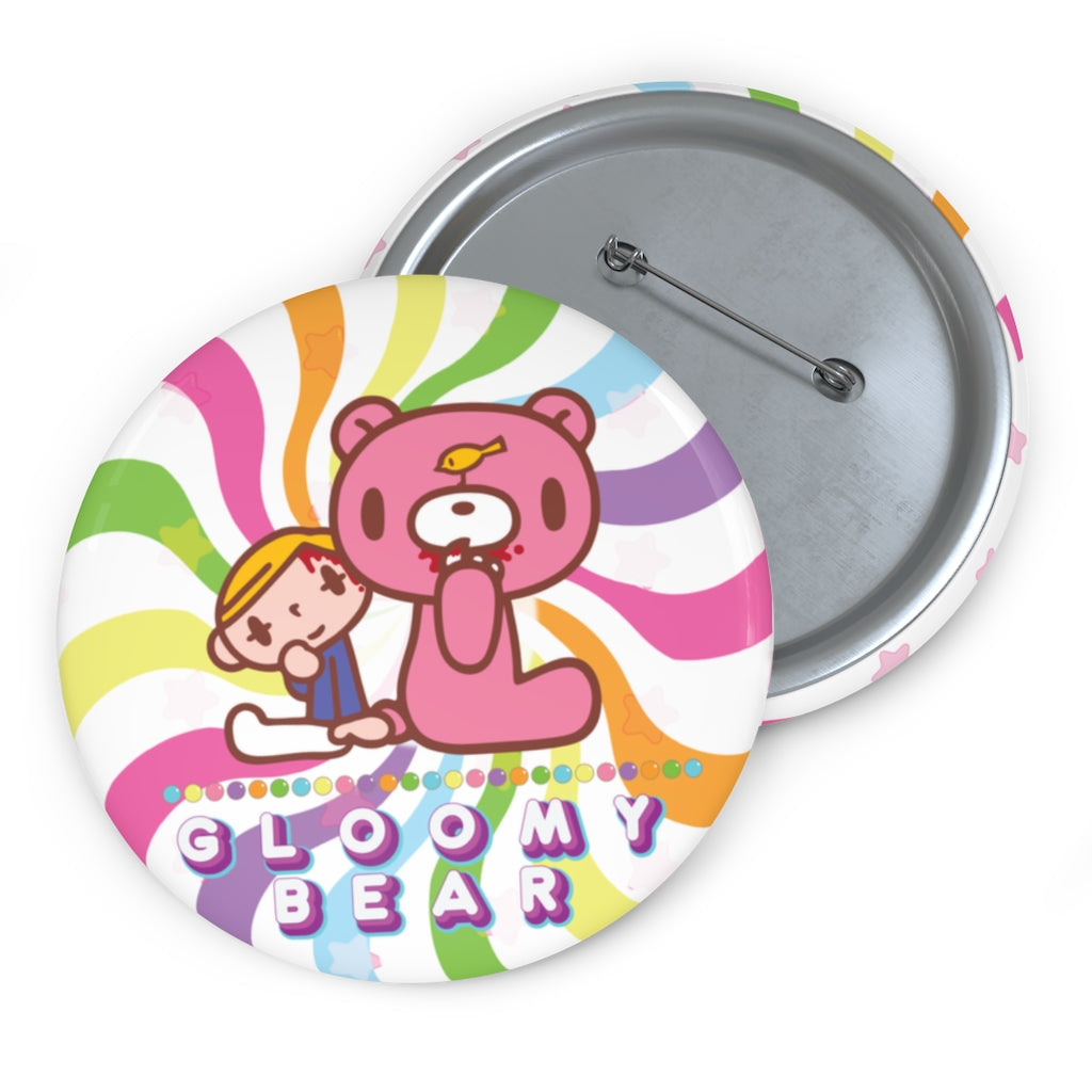 Rainbow Swirl Gloomy Bear - Pinback Button