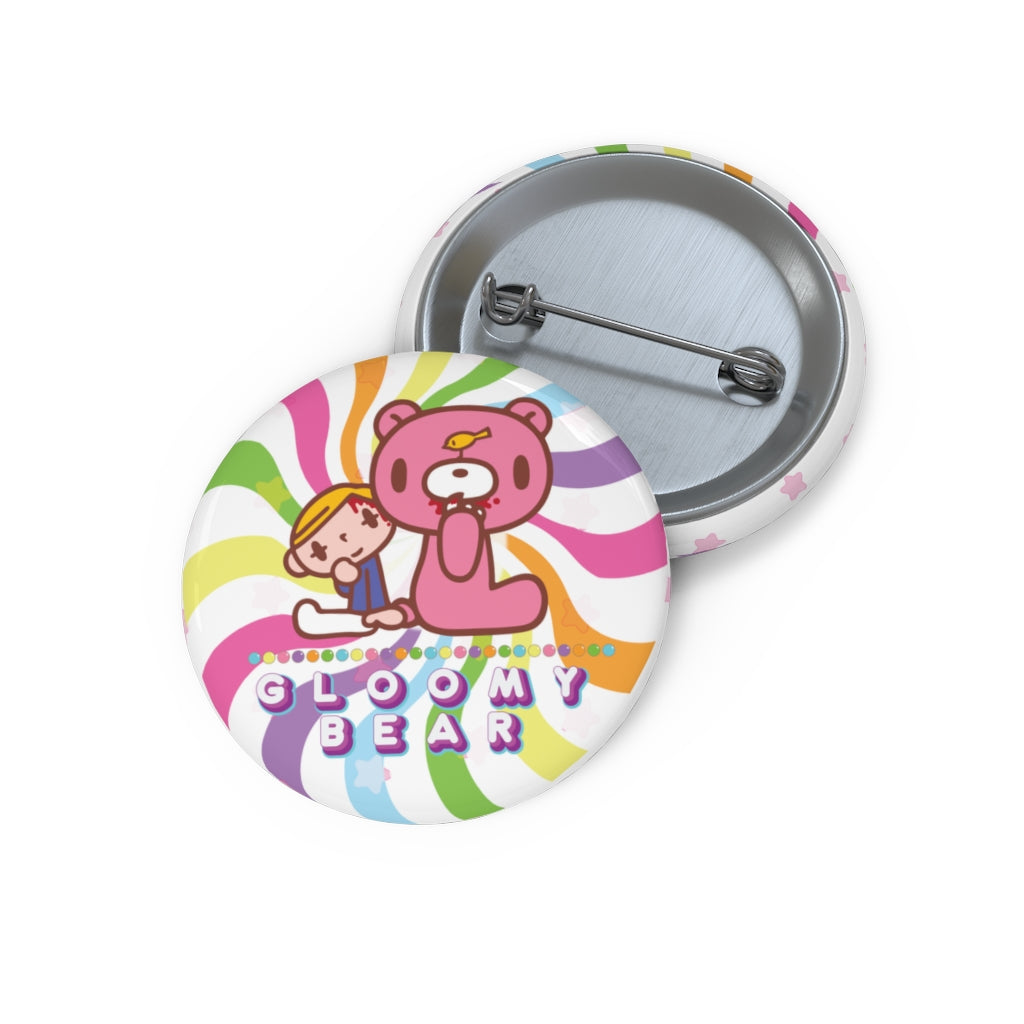 Rainbow Swirl Gloomy Bear - Pinback Button