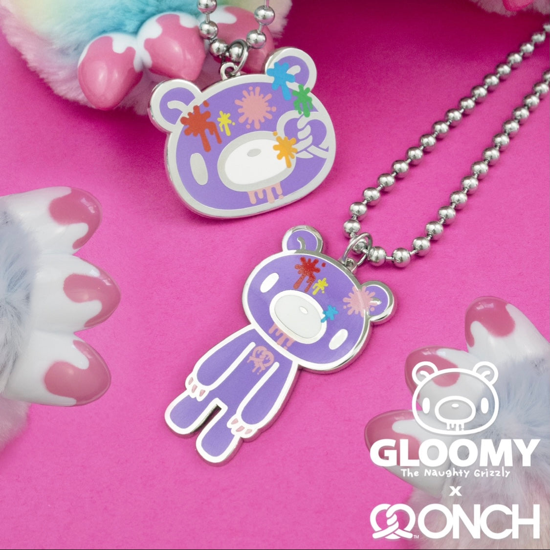 Gloomy Bear x ONCH Rainbow Splat Necklace