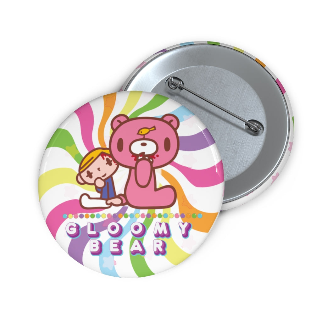 Rainbow Swirl Gloomy Bear - Pinback Button