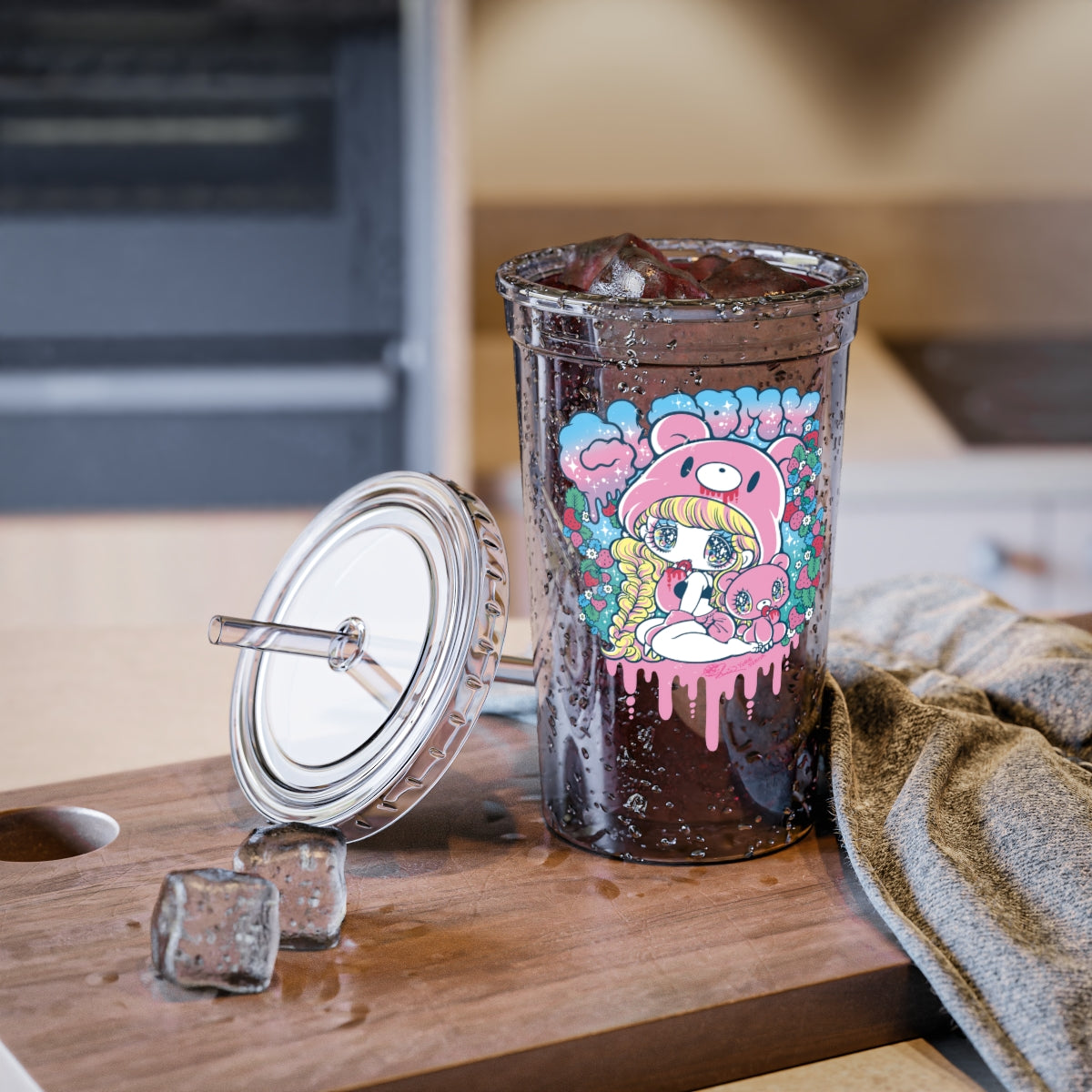 YURIE SEKIYA x GLOOMY BEAR ⭐️ GLOOMY-GIRL STRAWBERRY Acrylic Cup