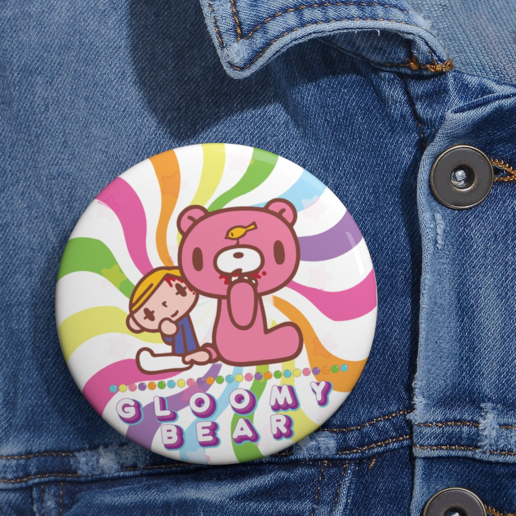 Rainbow Swirl Gloomy Bear - Pinback Button